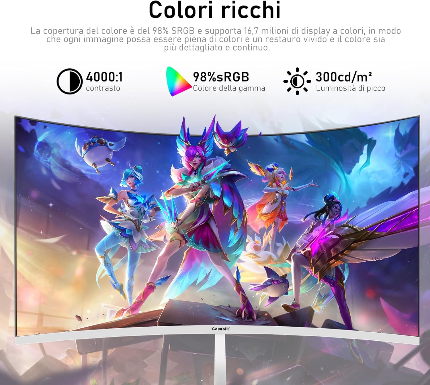 Detalle de Monitor gaming Gawfolk 27” curvo 280Hz