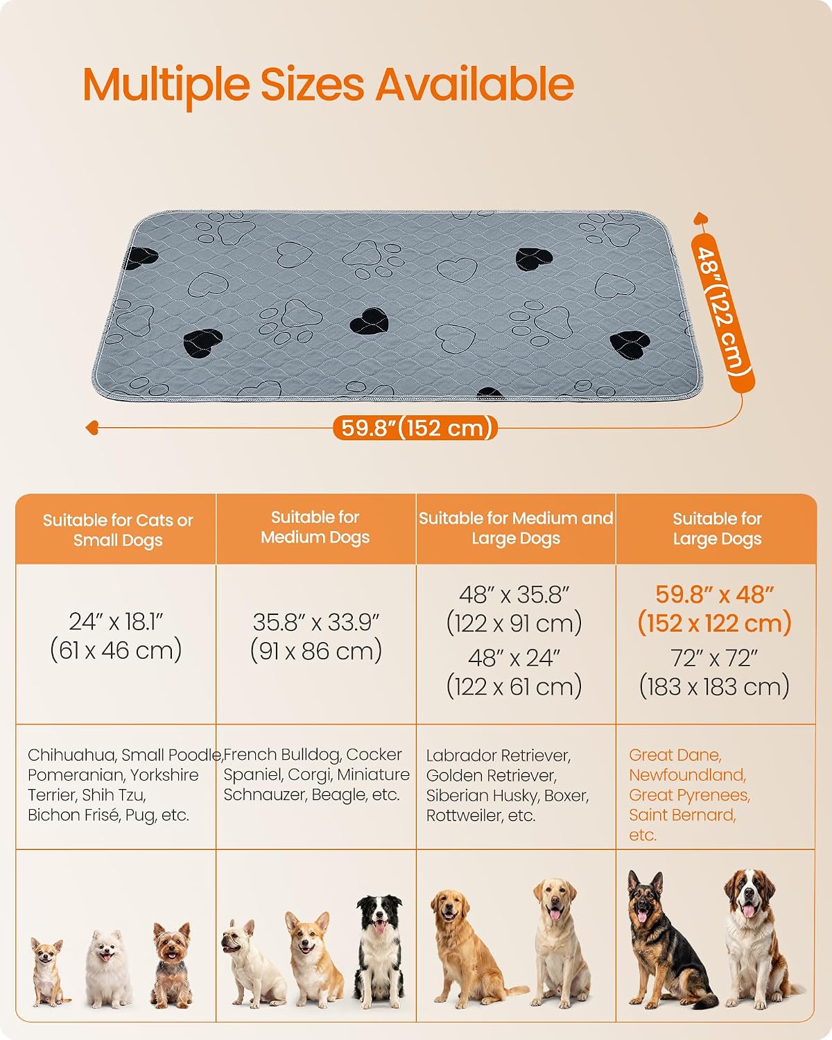 Thumbnail 4 de FEANDREA PTD048G01 Reusable Dog Training Pads, 2 Pack, XL, 152 x 122 cm