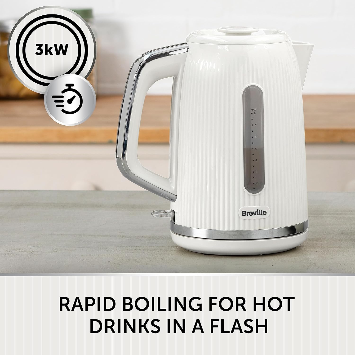 Detalle de Breville Bold White Electric Kettle (VKT257) | 1.7L fast boil kettle with 3kW power