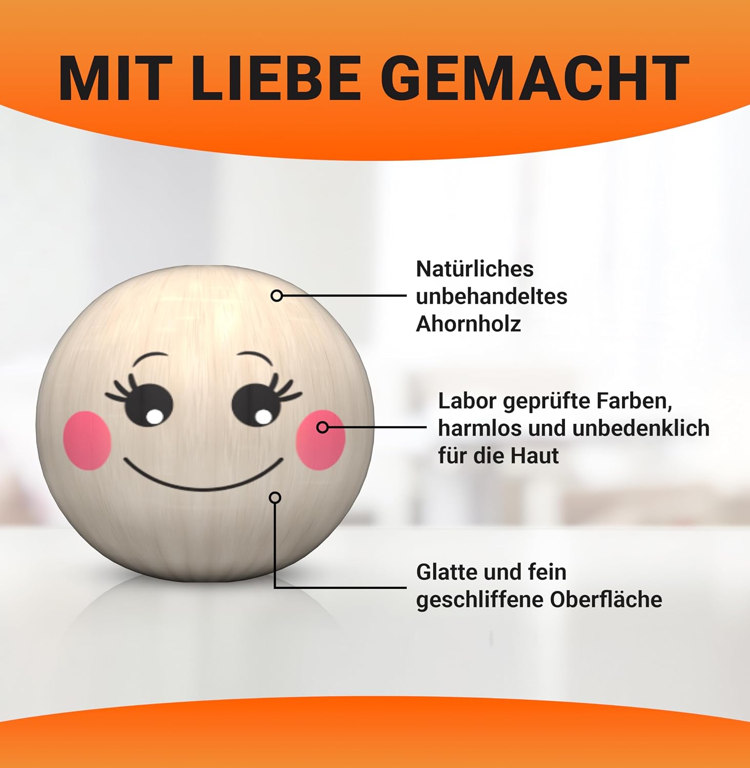 Thumbnail 4 de Ananda Goods 120 Holzperlen mit Gesicht 20mm