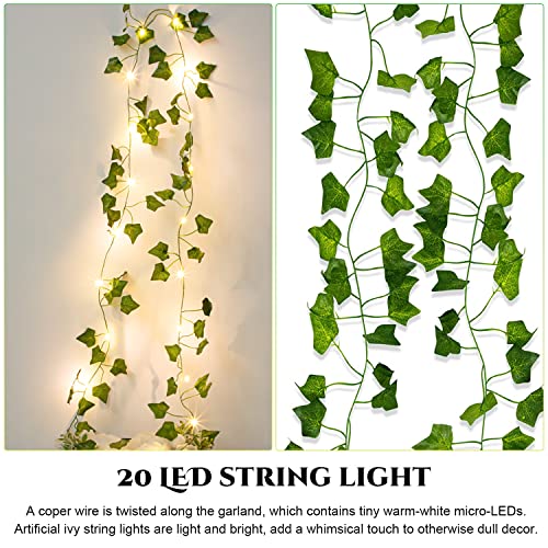 Detalle 2 de Guirlande lumineuse Ivy A.bigwhale 2 m avec 20 LED et feuilles artificielles – décor intérieur et fête