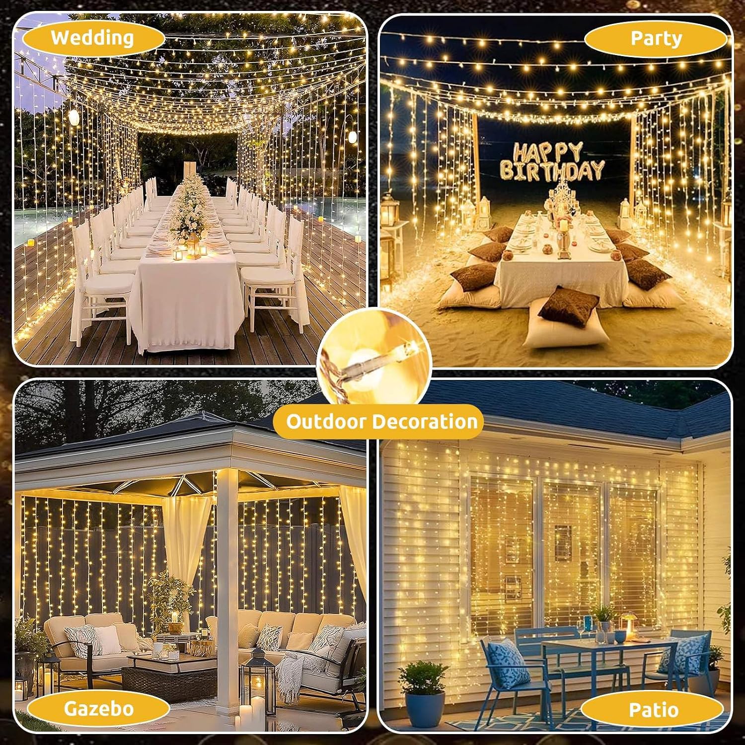 Detalle 2 de Joycome SW-LSL-3X6-600 lichtgordijn met 600 warmwitte leds en 8 modi