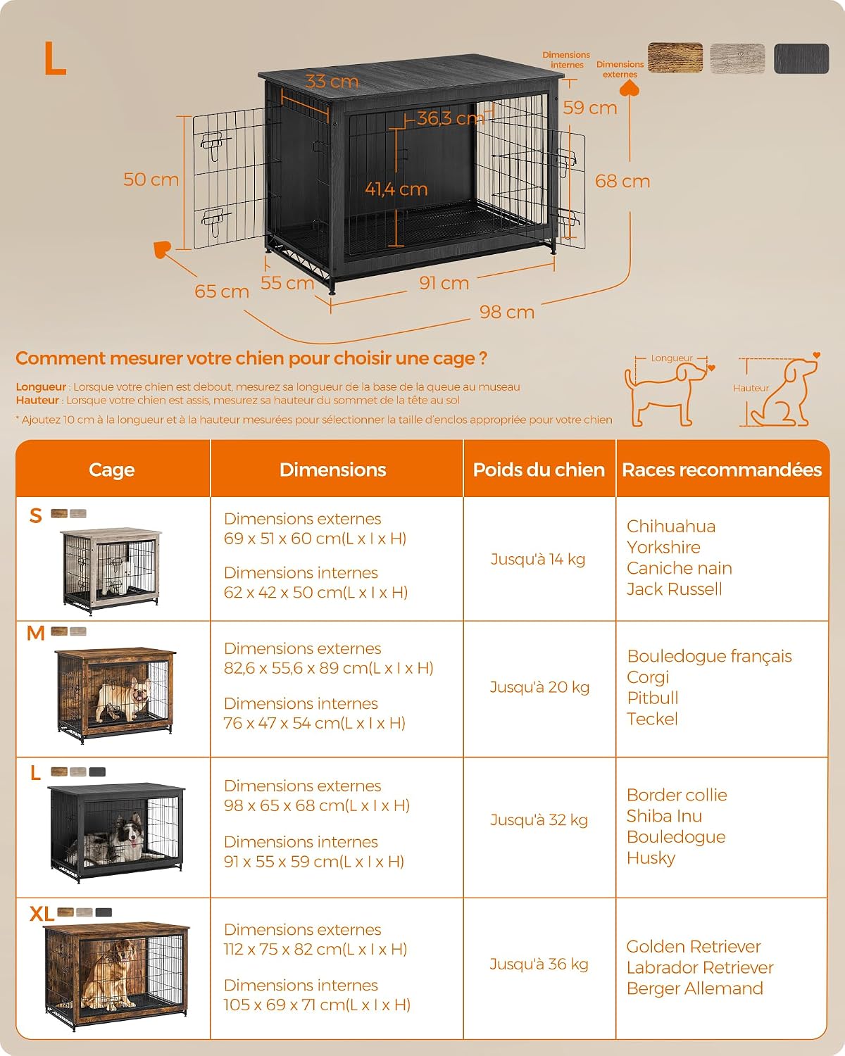 Thumbnail 5 de Feandrea PFC003X01 cage pour chiens 32 kg