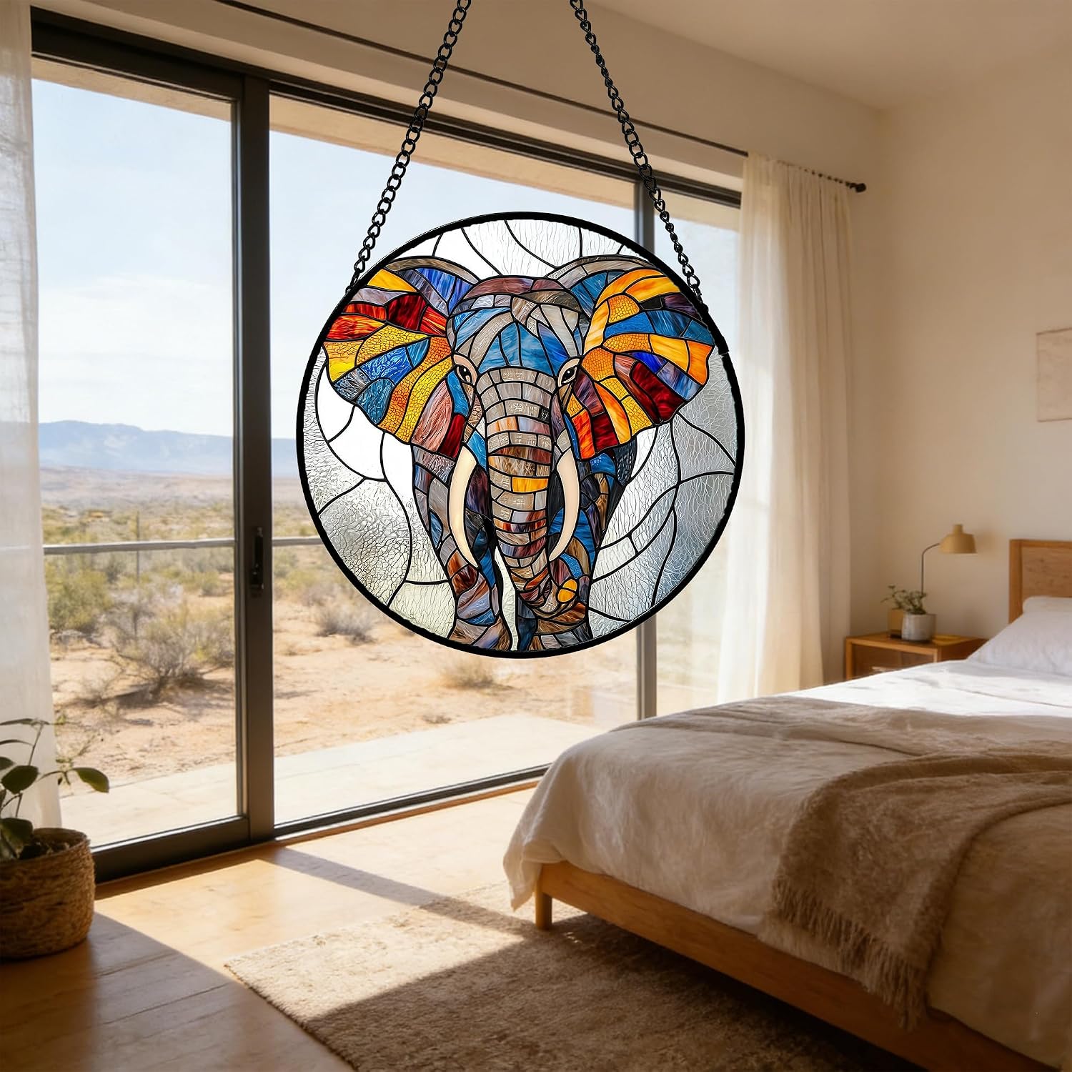 Detalle 1 de AMDERVEN Elephant Glass Sun Catcher, 7.8-Inch Window Hanging