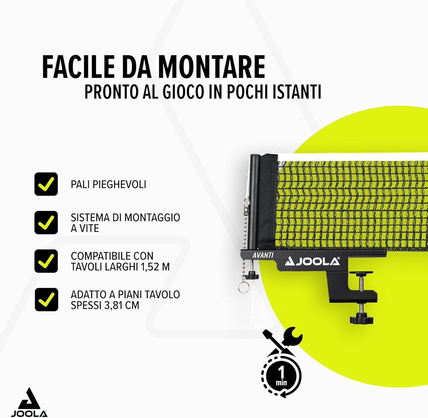 Thumbnail 1 de Joola 31009, Rete da ping pong universale con supporto in metallo – Nero, Unica