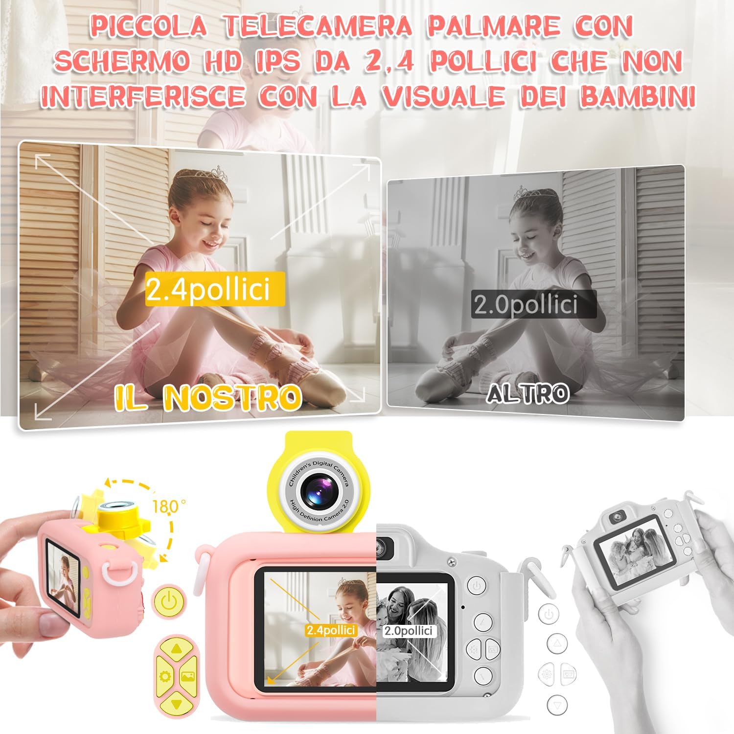 Detalle de ARNSSIEN Macchina Fotografica per Bambini 2,4" con schermo IPS, obiettivo 180° e 14 altoparlanti