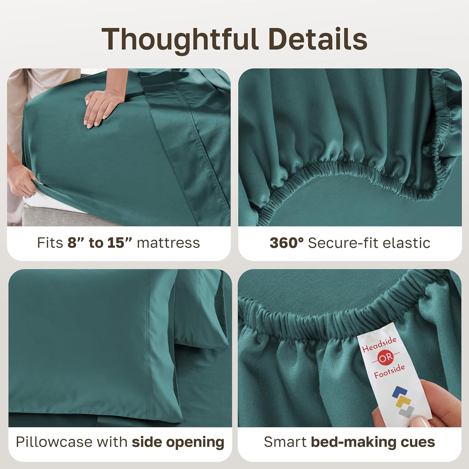Detalle de California Design Den 840307188380 Twin Sheet Set, 600-Thread-Count Cotton Sateen