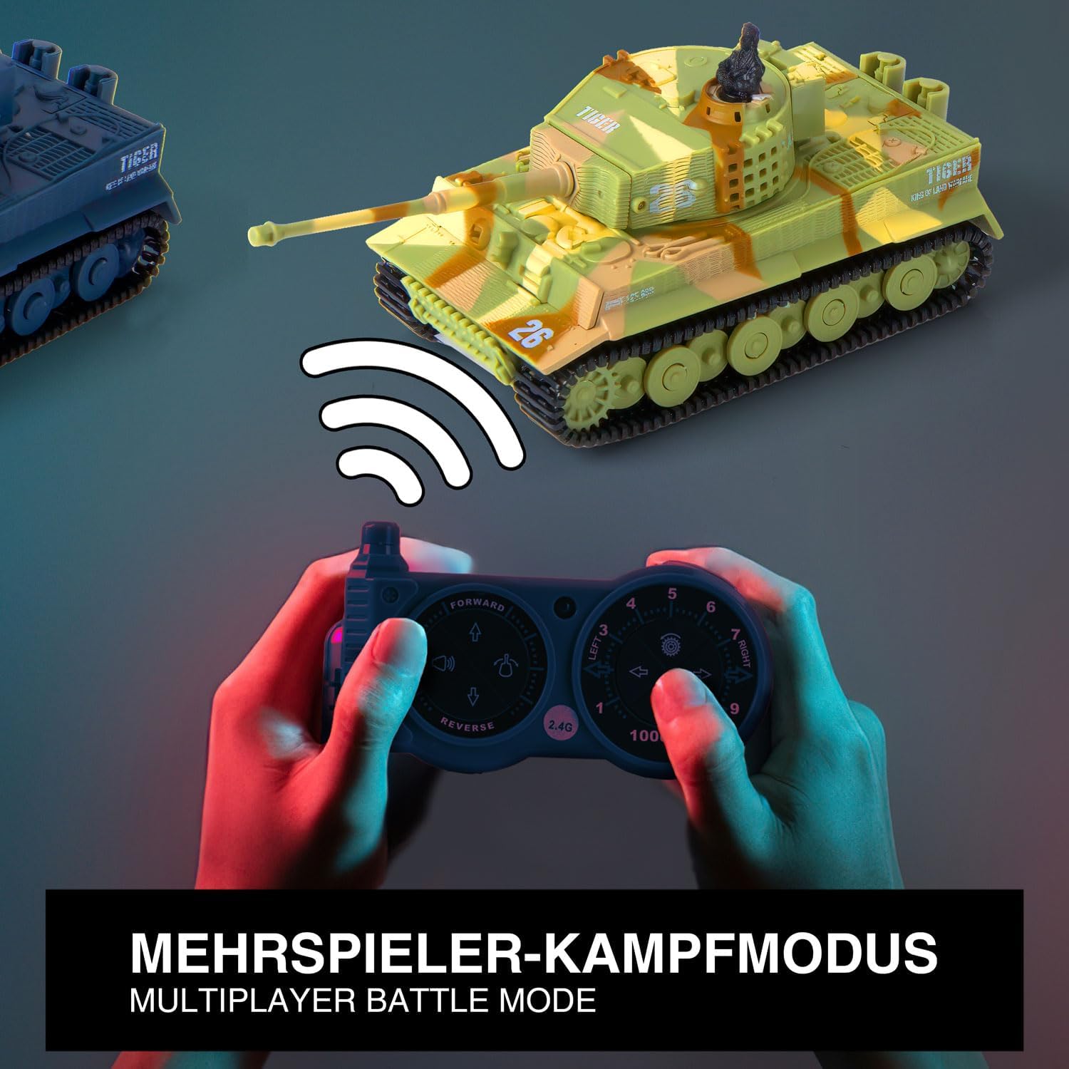 Detalle 2 de GOODS+GADGETS® Tiger I RC-stridsvagn i skala 1:72 med roterande torn, ljud och ljus
