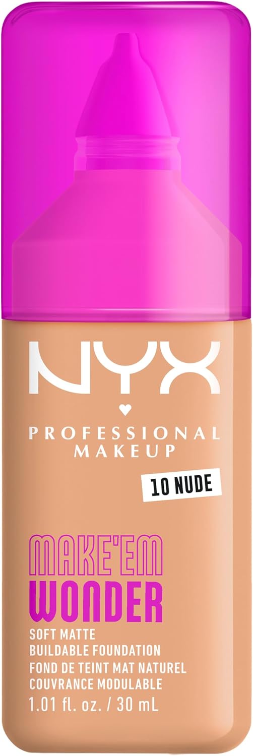 Detalle de NYX Professional Makeup Make ’Em Wonder Fondotinta Soft Matte Nude con coprenza modulabile