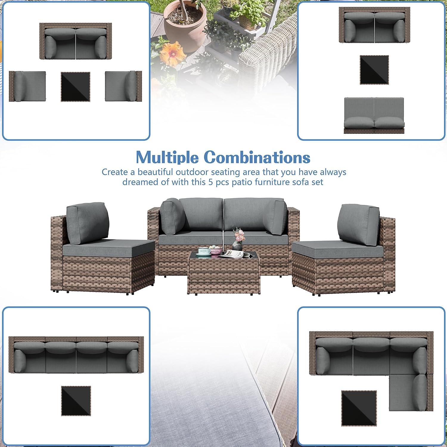 Detalle 2 de Shintenchi Patio Furniture Set, 5-Piece