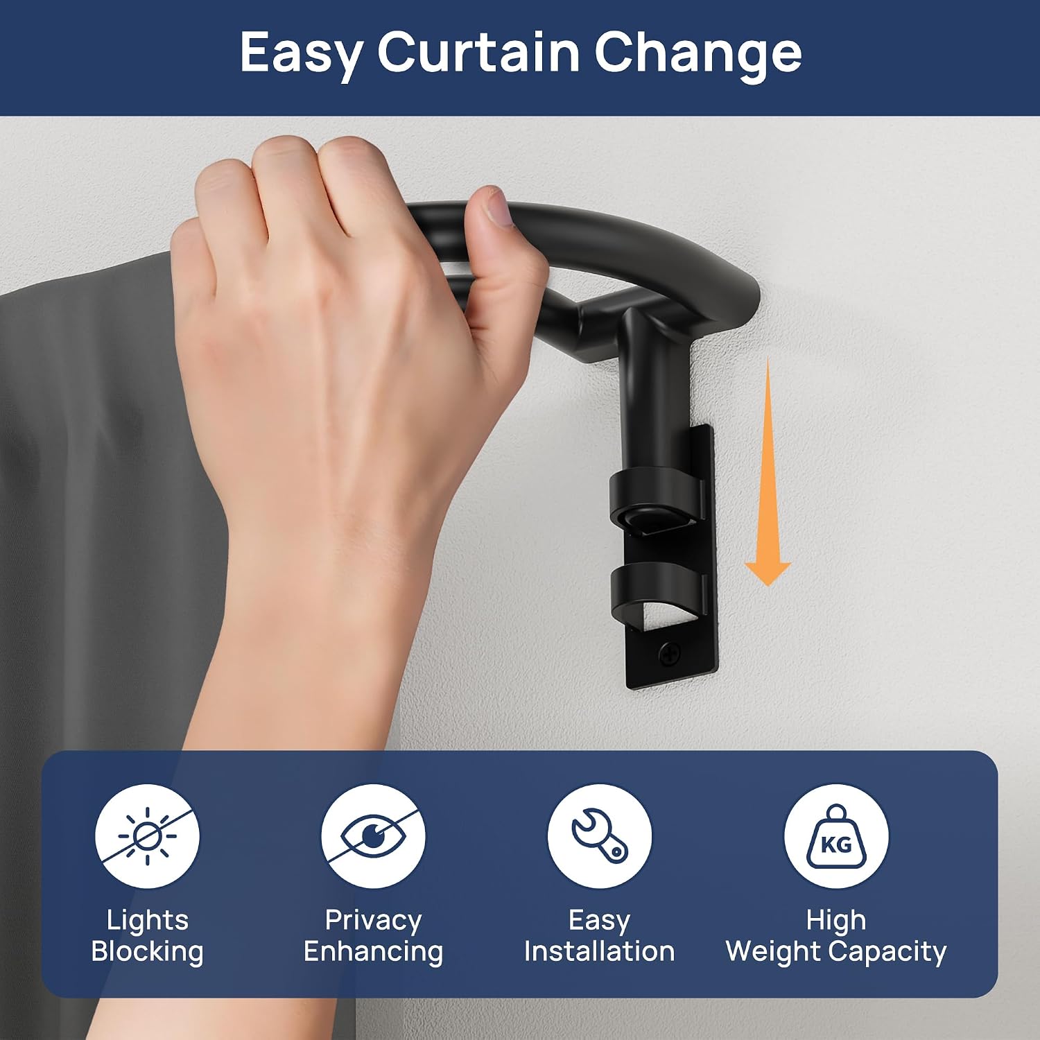 Thumbnail 2 de ENJOYBASICS CREB0037AMUS Double Curtain Rod, Adjustable 28–48 in, Black