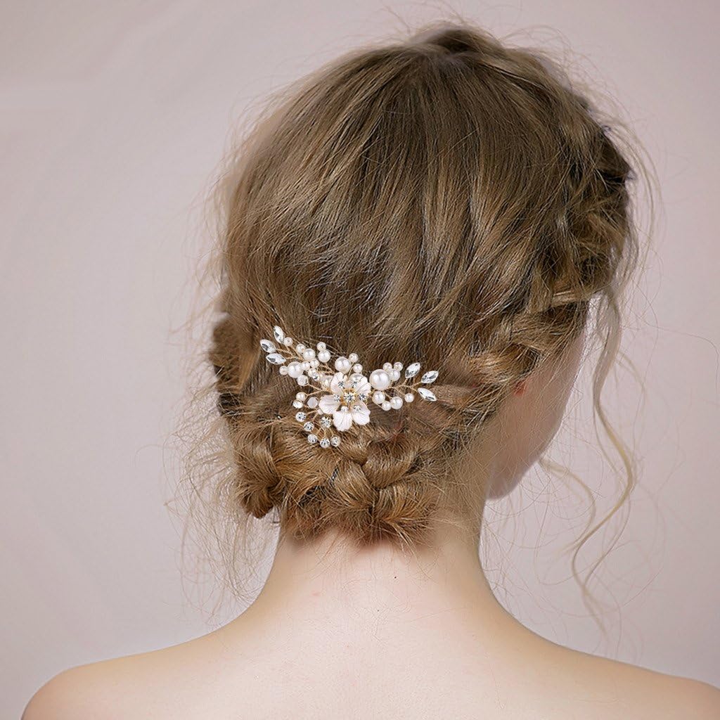 Thumbnail 1 de Clearine Gioielli per Capelli Matrimonio Nuziale: Pettine con Perle e Cristalli Austrian per un Tocco di Eleganza