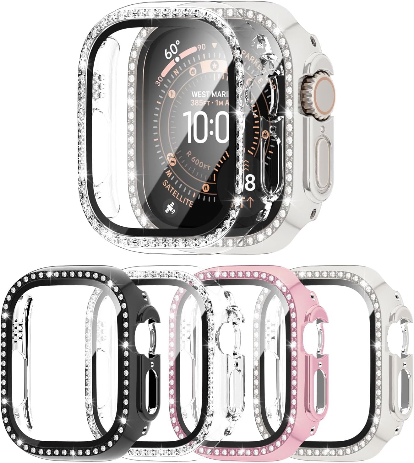 Detalle de 4 Pack Bling Case for Apple Watch Ultra 3 / Ultra 2 / Ultra 49mm – Diamond Rhinestone Protective Covers