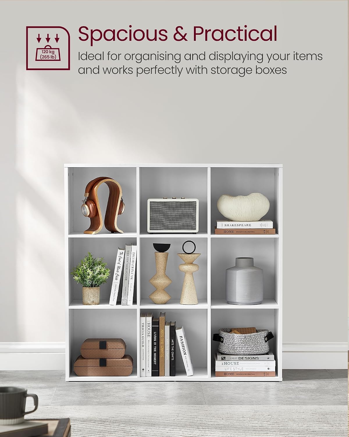 Detalle 2 de VASAGLE LBC177W01 9‑compartment bookcase