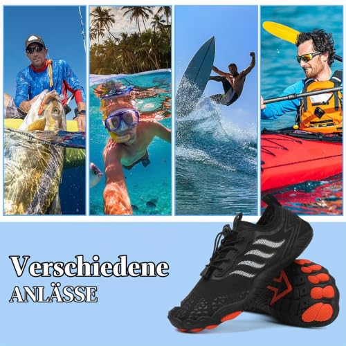 Detalle de Hanani Badeschuhe Wasserschuhe Herren & Damen – Barfußschuhe, Aquaschuhe, Surfschuhe, Schwarz, EU43