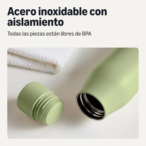 Detalle de Amazon Basics Botella de Agua Aislante de Acero Inoxidable 568 ml – Oliva