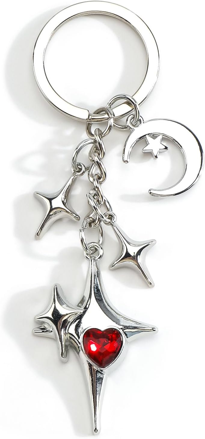 Thumbnail 4 de Gallkeat Galaxy Star Keychain Y2k Crescent Moon Star Keyrings