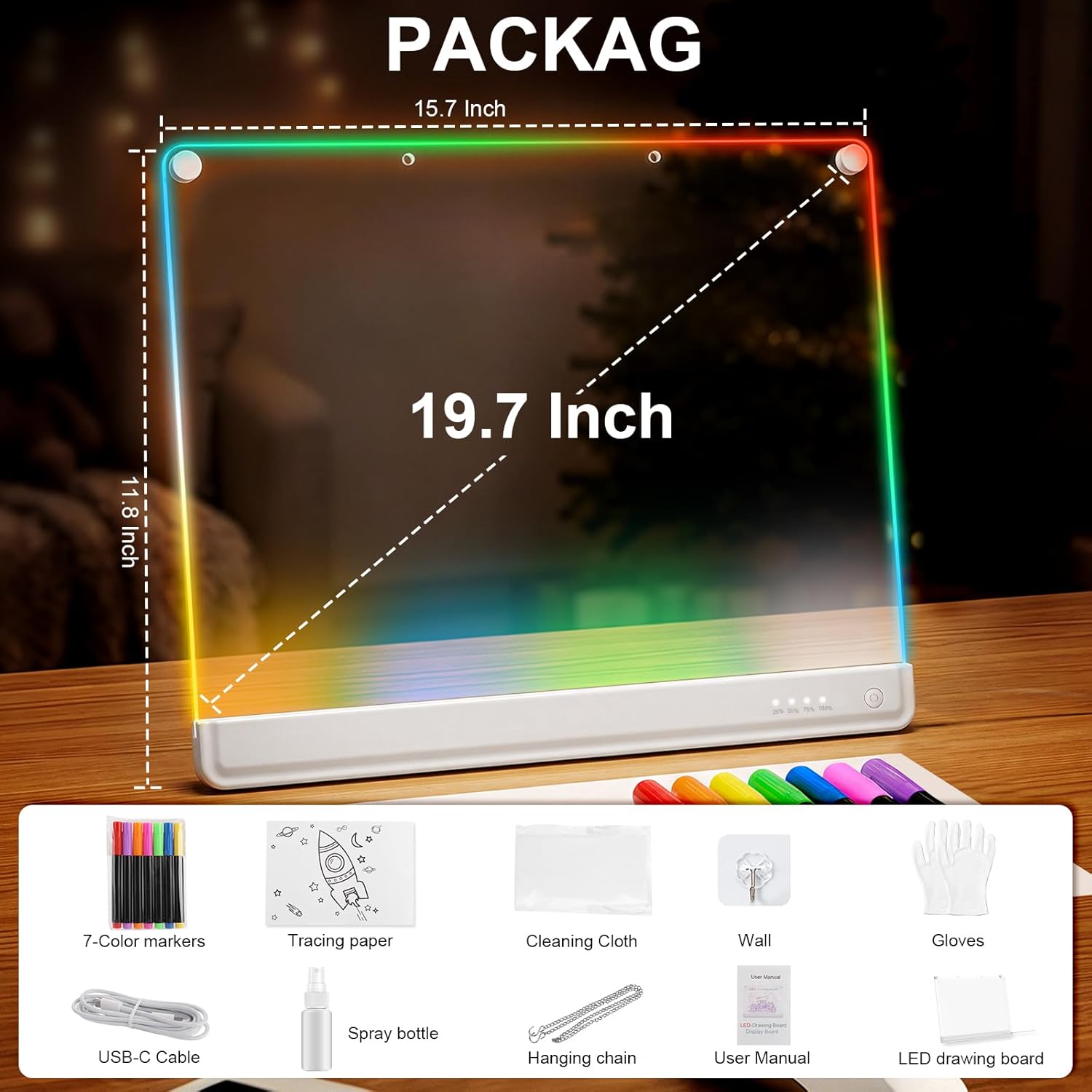 Detalle de Rechargeable LED Drawing Board, 19.7-Inch