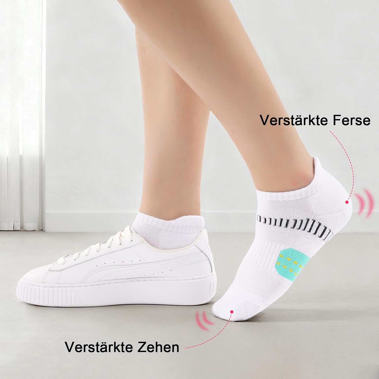 Detalle de EconioSocken Sneaker Socken Damen 35-42 – atmungsaktiv, blasenarm & polsternd