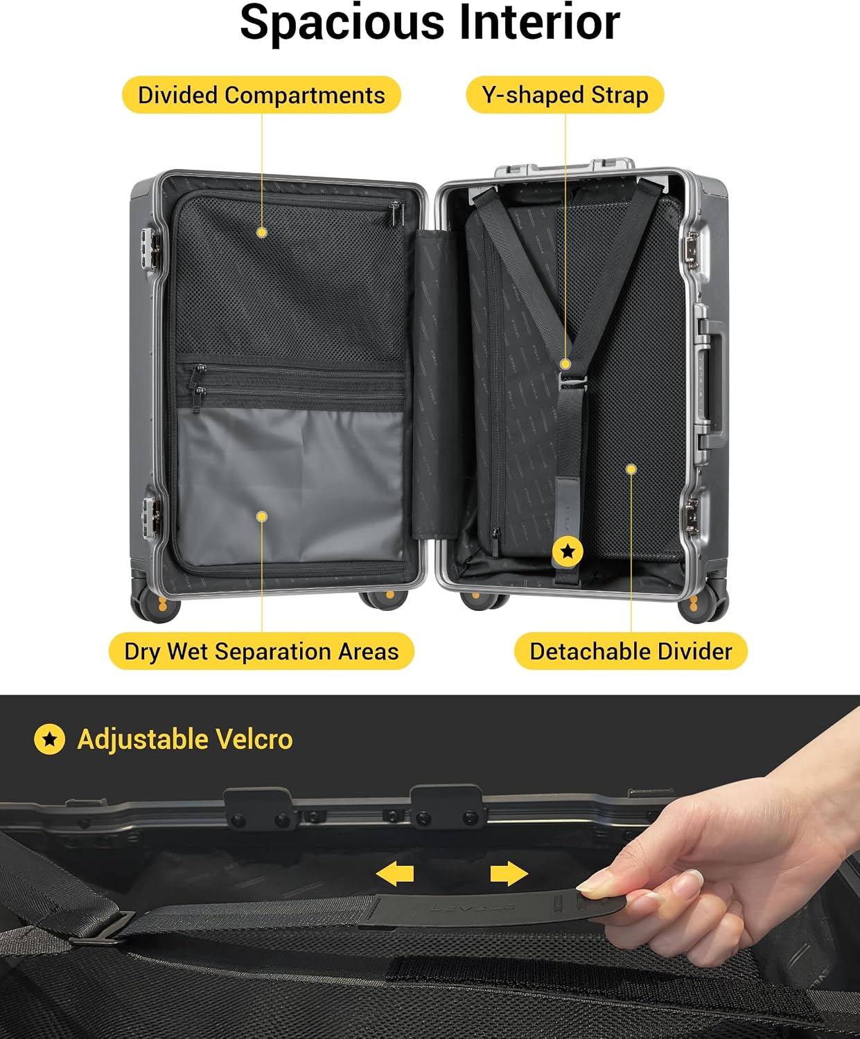 Detalle 2 de LEVEL8 Zipperless 20-Inch Aluminum Frame Carry-On Luggage (Grey)