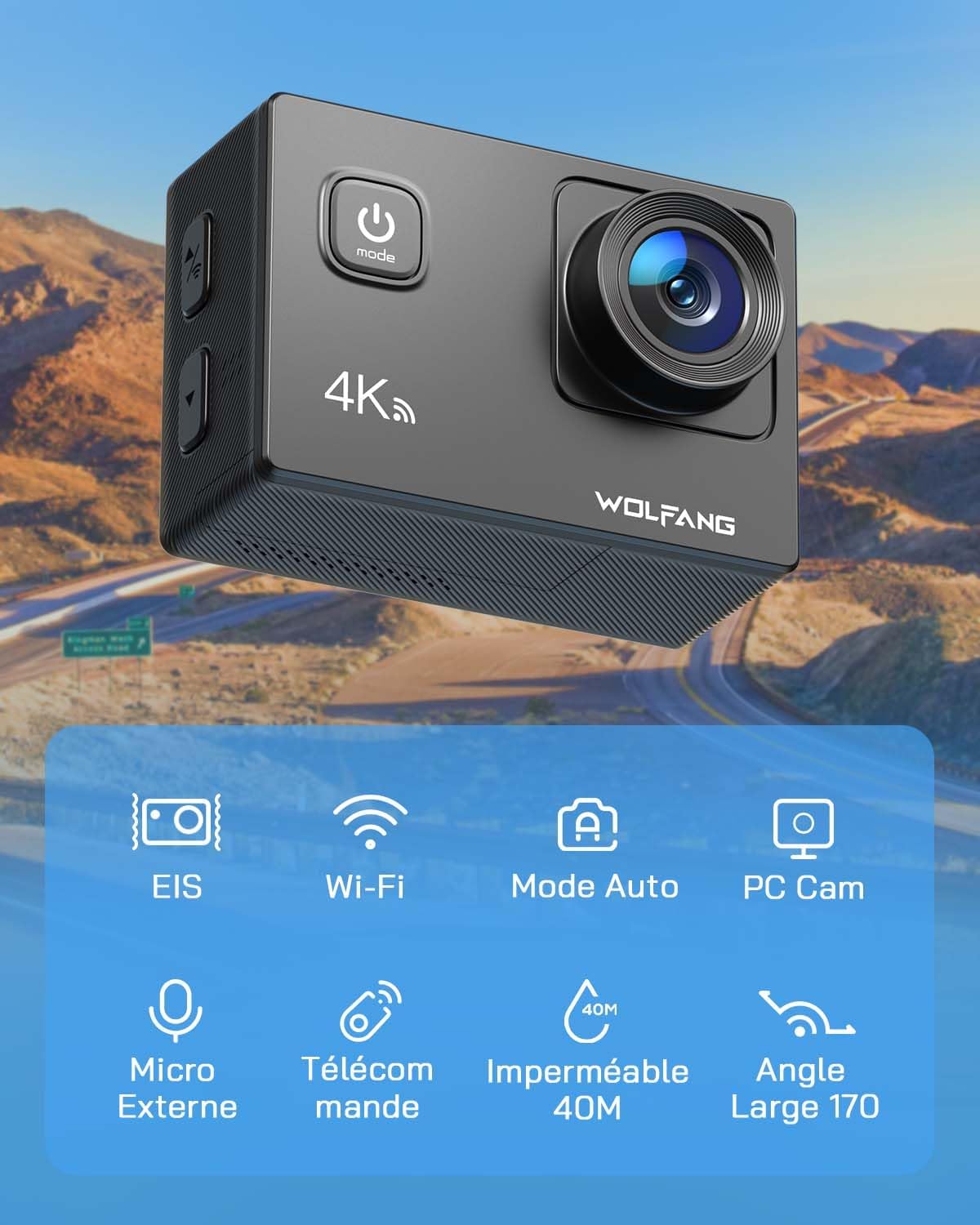 Detalle 2 de WOLFANG GA100 Caméra sport 4K