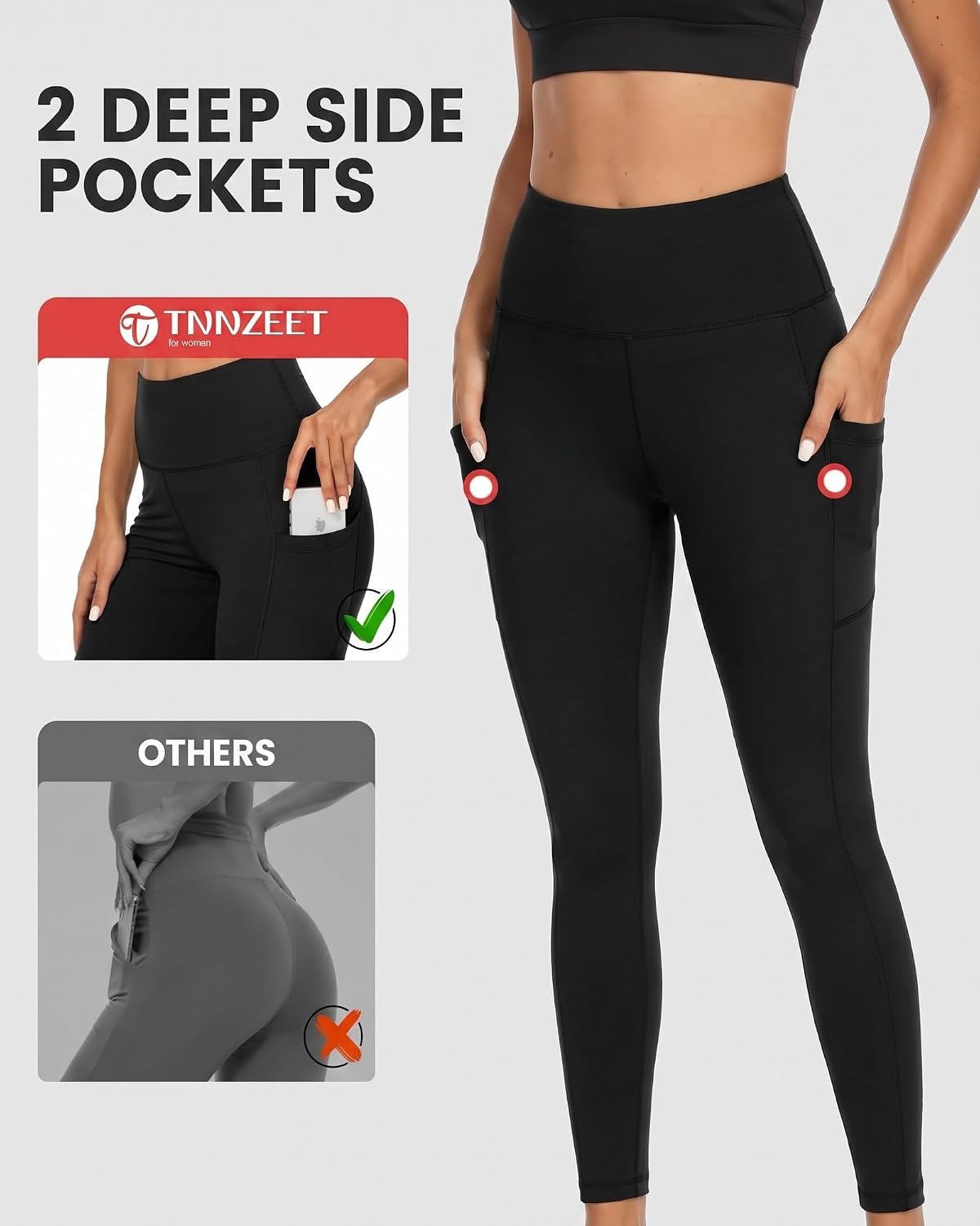 Detalle de High Waisted Leggings for Women 4.5" Waistband