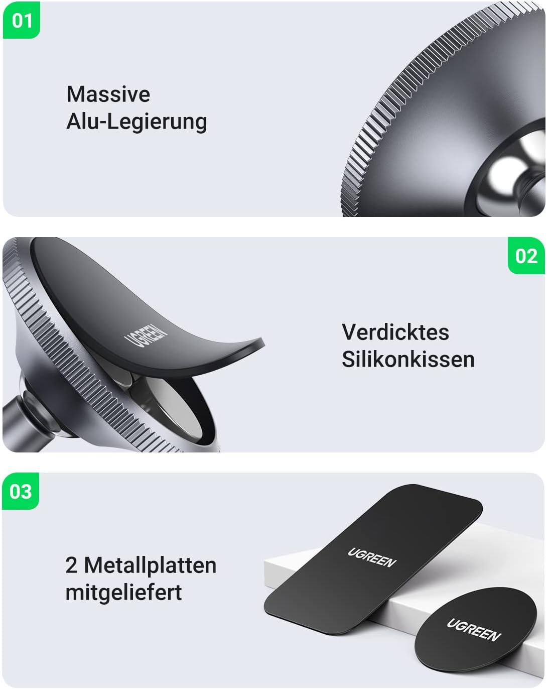 Detalle 1 de UGREEN Magnet Handyhalterung Auto 360°