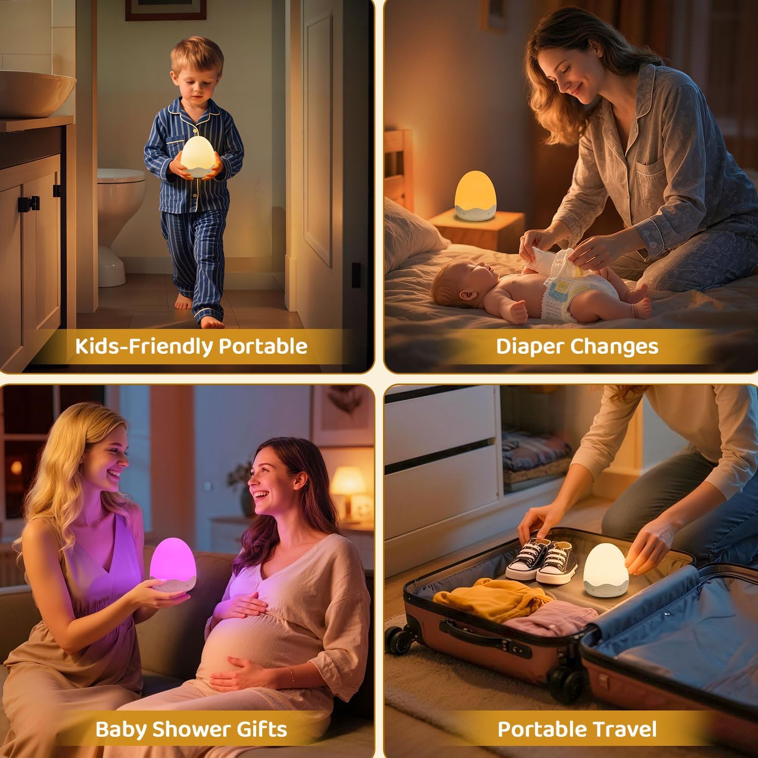 Detalle 2 de COOLNIGHT Nachtlicht Kinder Eggy Egg – dimmbares Stilllicht mit Touch, Fernbedienung, 10 Farben und langer Akku