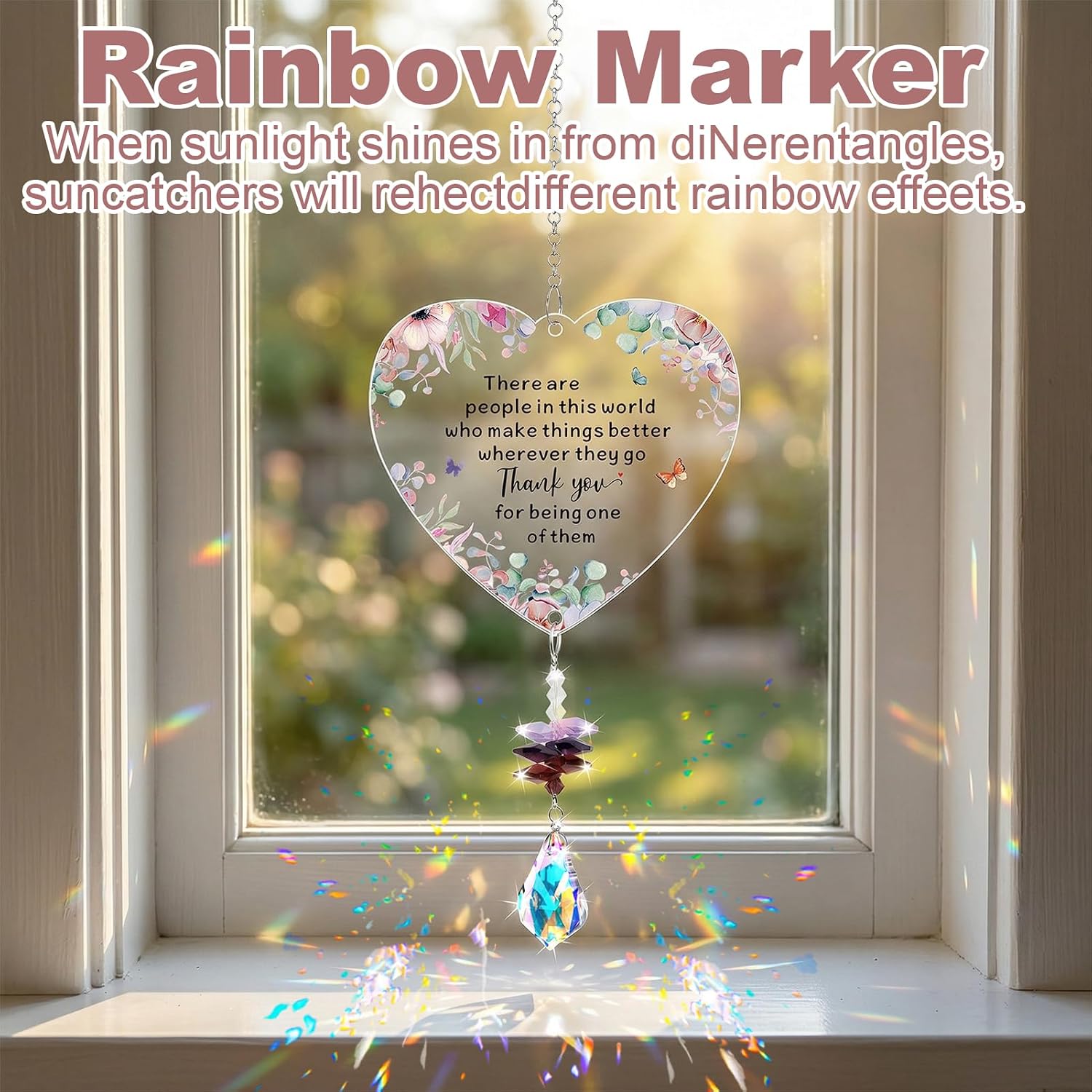 Thumbnail 2 de Thank You Gift Crystal Suncatcher – Heart Design for Teachers, Colleagues, Friends and More