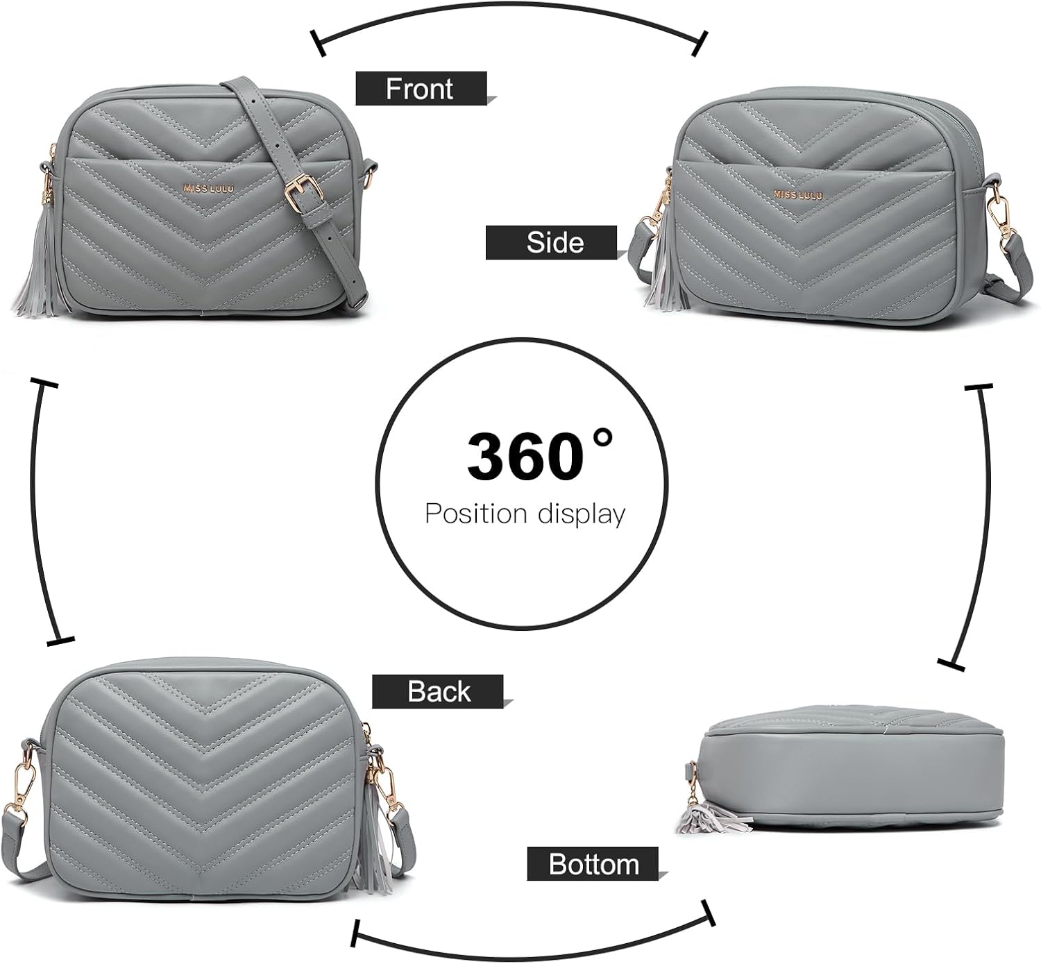 Detalle de Miss Lulu Borsa Tracolla Donna Piccola — Borsetta in PU a Losanghe, versatile e dallo stile moderno