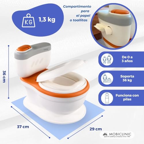 Thumbnail 1 de Mobiclinic® kids Toikid: Orinal bebé con tapa, sonido de descarga y compartimento para papel (1-3 años)