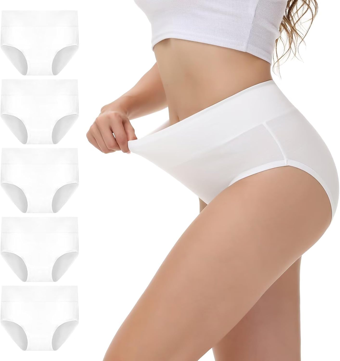 Thumbnail 1 de NUOZA Damen Slips im 5er-Pack aus Baumwolle – hohe Taille, atmungsaktiv für Alltag, Sport & Zuhause