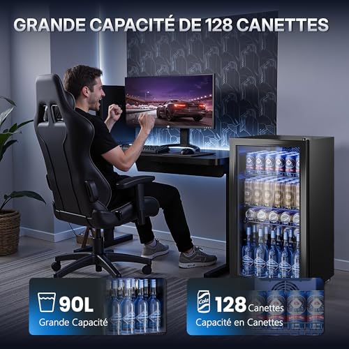 Detalle de TRIUMPHKEY Réfrigérateur à Boissons 90 L avec Porte Vitrée — Stockage jusqu’à 128 canettes