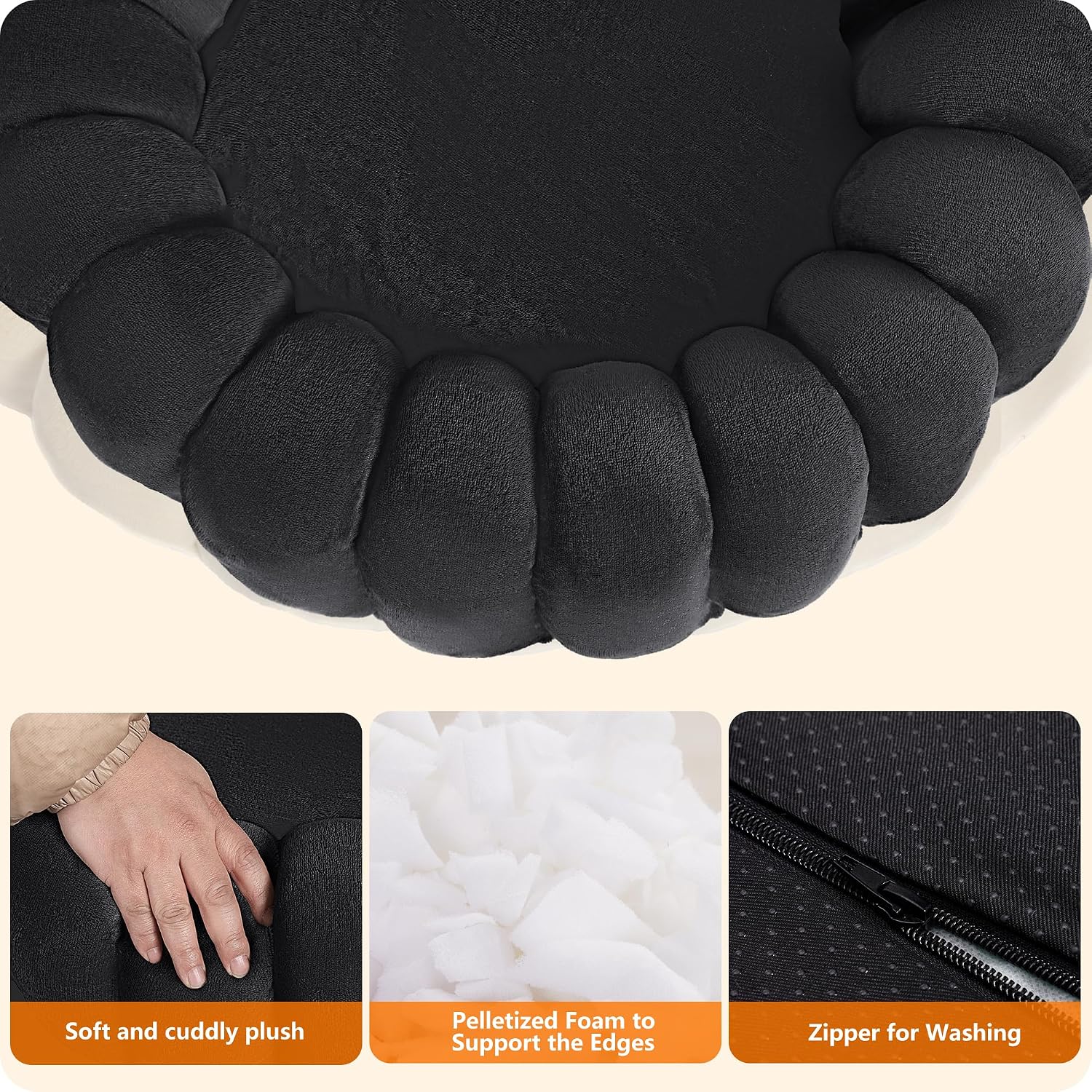 Detalle de HMTOPE Hundebett Kleine Hunde, 2-in-1 – Rundes Flanell-Nest Ø 60 cm, Dunkelgrau