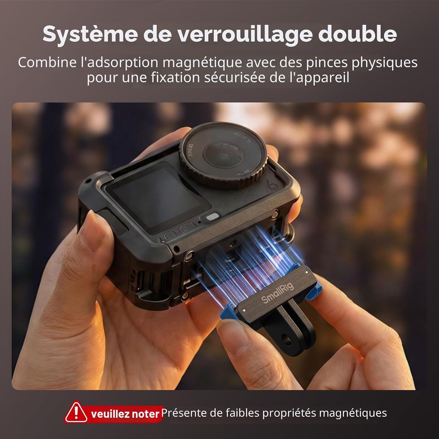 Detalle de SmallRig Action 6 / Nano Adaptateur Magnétique à Dégagement Rapide pour DJI Osmo Action 6 et Osmo Nano ( Lot de 2 )