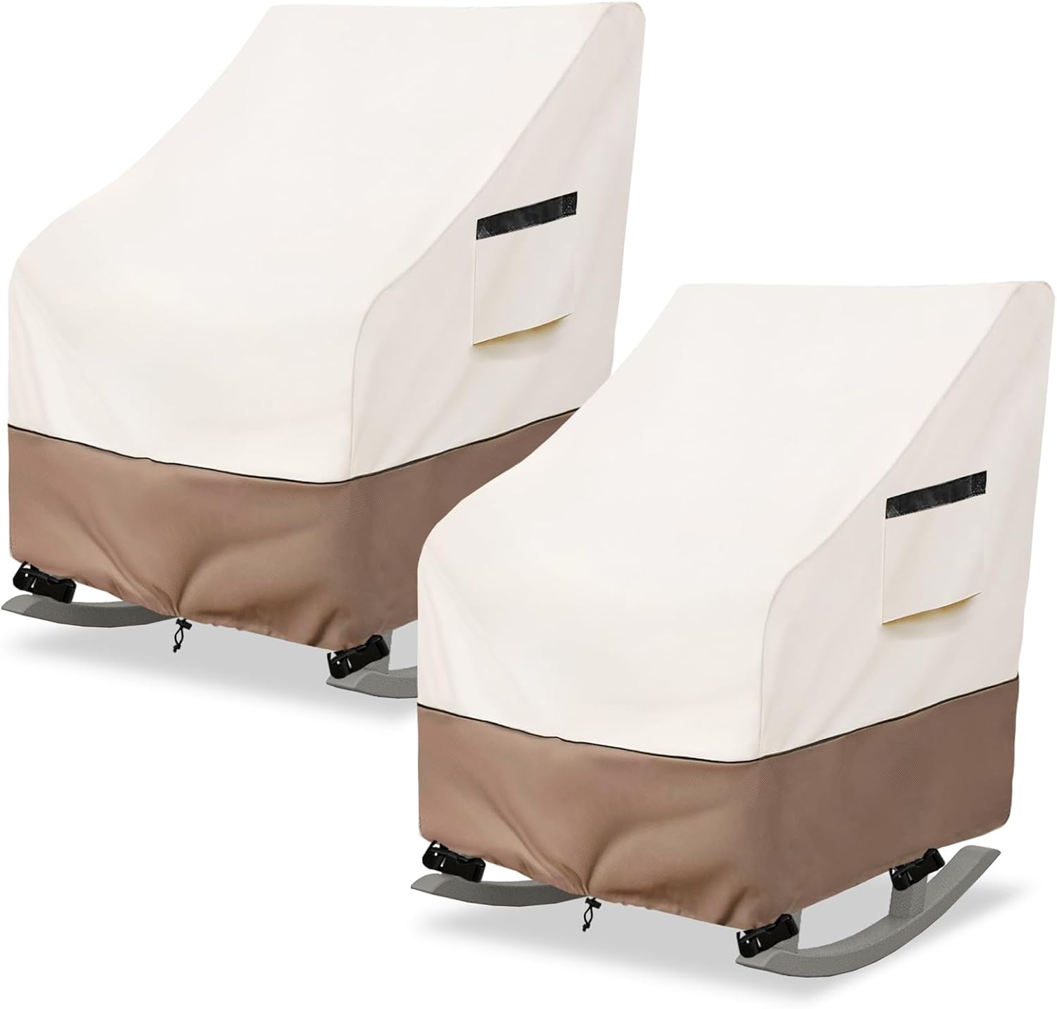 Detalle de Krismile MTYY-88015 Outdoor Rocking Chair Covers, 2-Pack Beige Waterproof 600D
