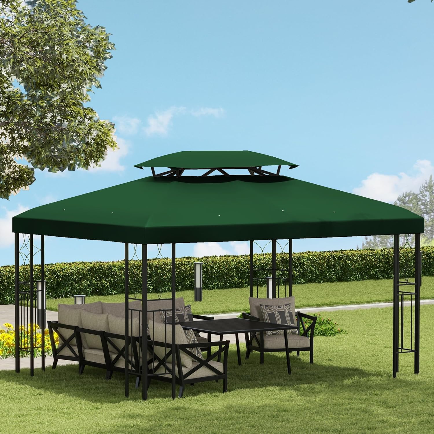 Thumbnail 6 de Outsunny Toile de Rechange pour pavillon tonnelle 3 x 4 m – Vert, polyester haute densité 180 g/m²