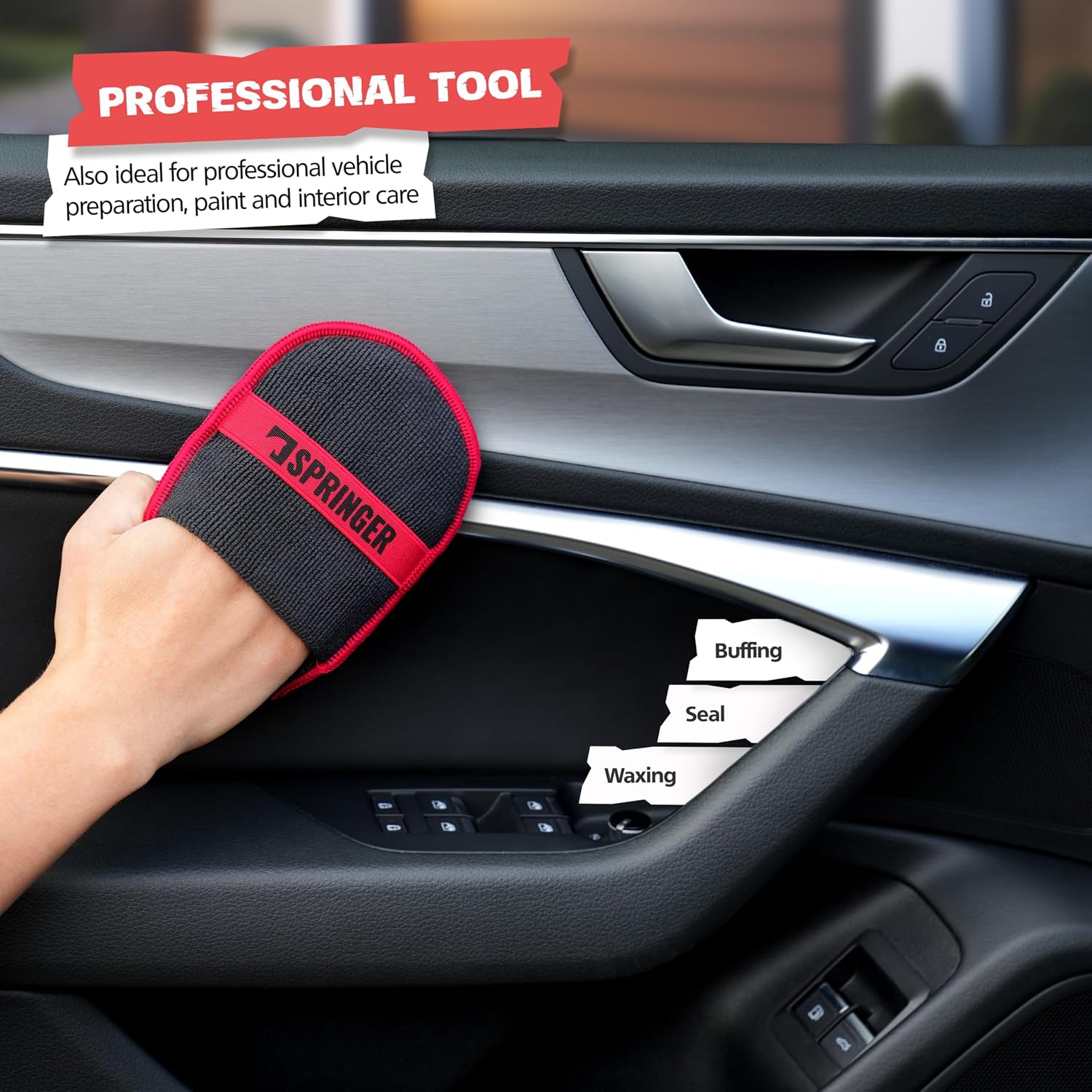 Detalle 2 de SPRINGER ZX1100 auto-applicatorpads van microvezel, set van 2 voor polish en was