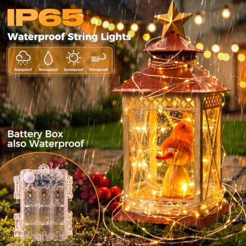 Detalle de btfarm 4 Stück 10 m LED-Lichterkette Batterie mit Fernbedienung und Timer
