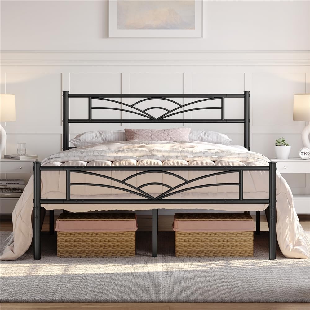 Detalle de Yaheetech Struttura Letto Singolo in Ferro con Spazio Aggiuntivo e Testiera a Nuvole – 90 x 200 cm, Bianco