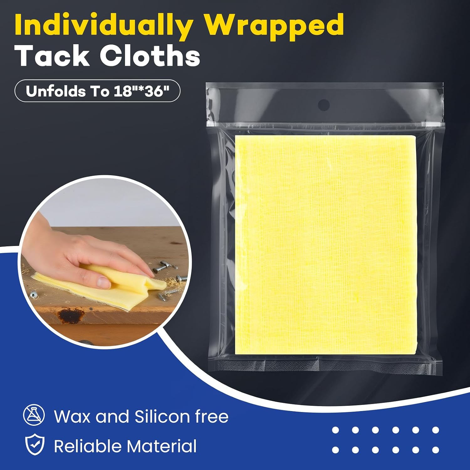 Detalle 2 de CAREGY 16 Tack Cloths, Cotton Mesh, Wax- and Silicone-Free, 16-Pack