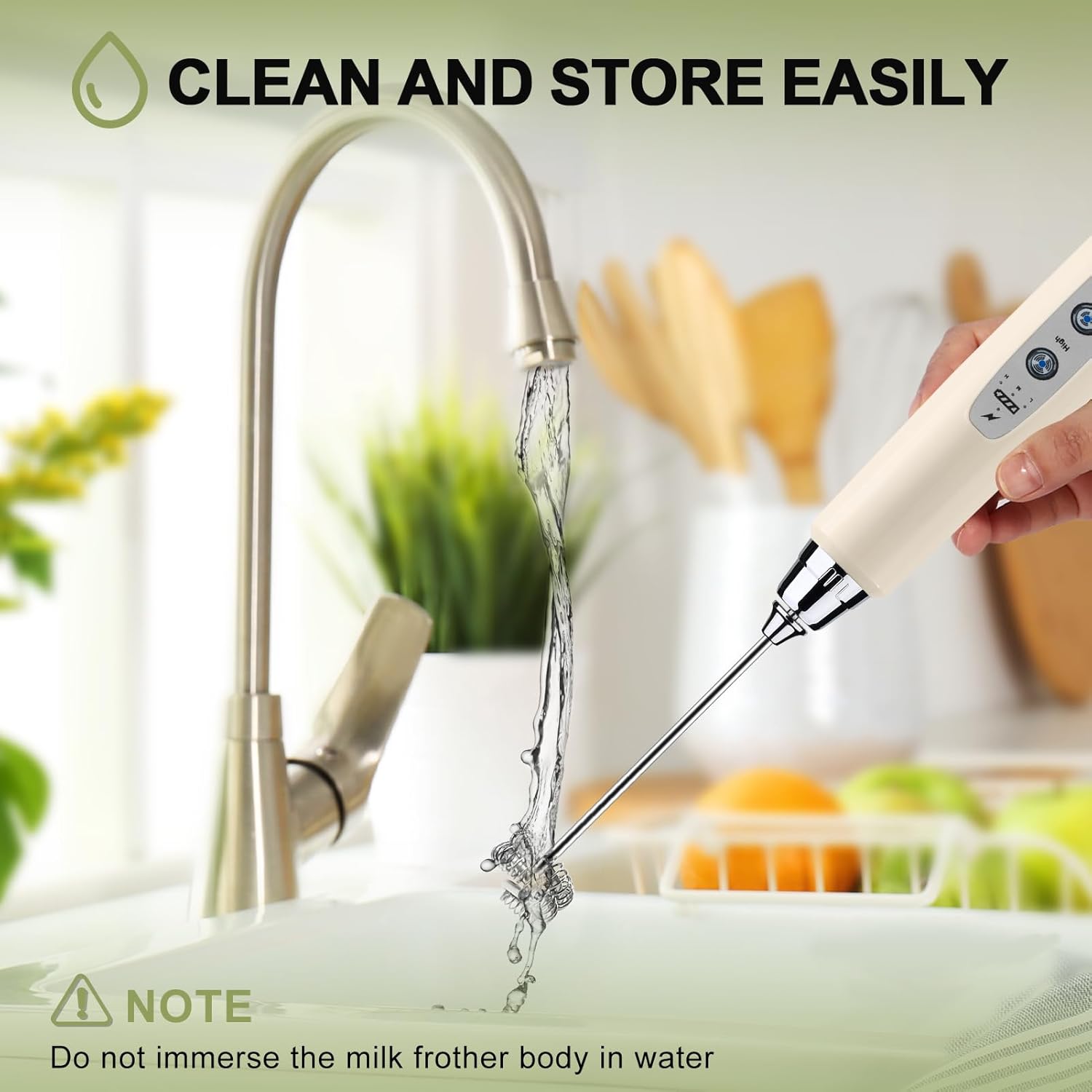 Thumbnail 6 de YUSWKO Handheld Milk Frother Wand with 3 Attachments and USB Charging