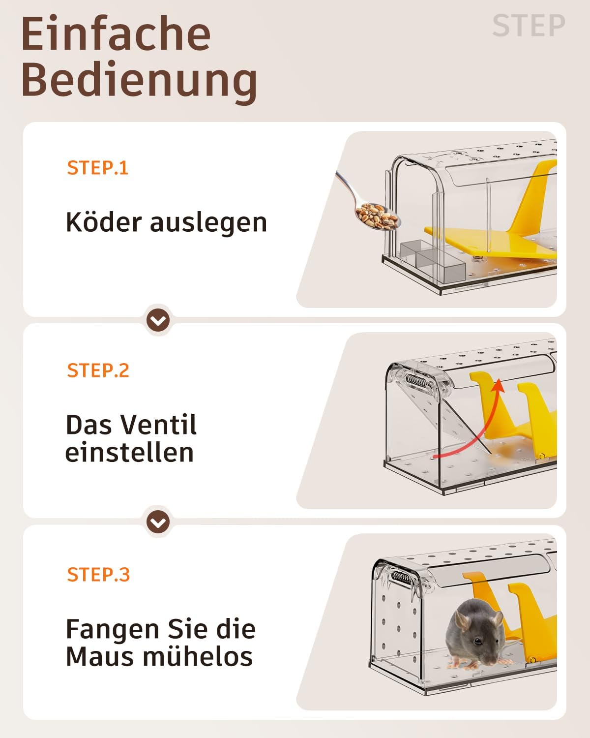 Thumbnail 5 de KENNEAS Mausefalle Lebend 4er Pack 7×7,2 cm 🐭