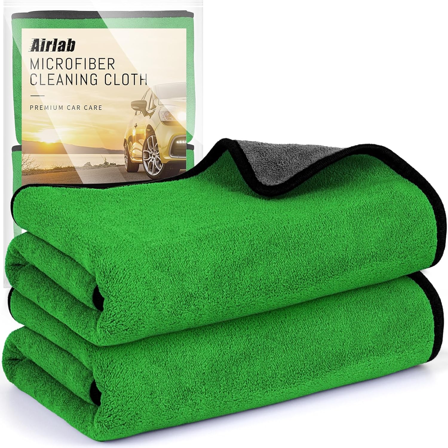 Detalle de Airlab Carbon Microfiber Towels for Car Glass & Detailing (Pack of 3) – Lint-Free, Streak-Free Cleaning Cloths