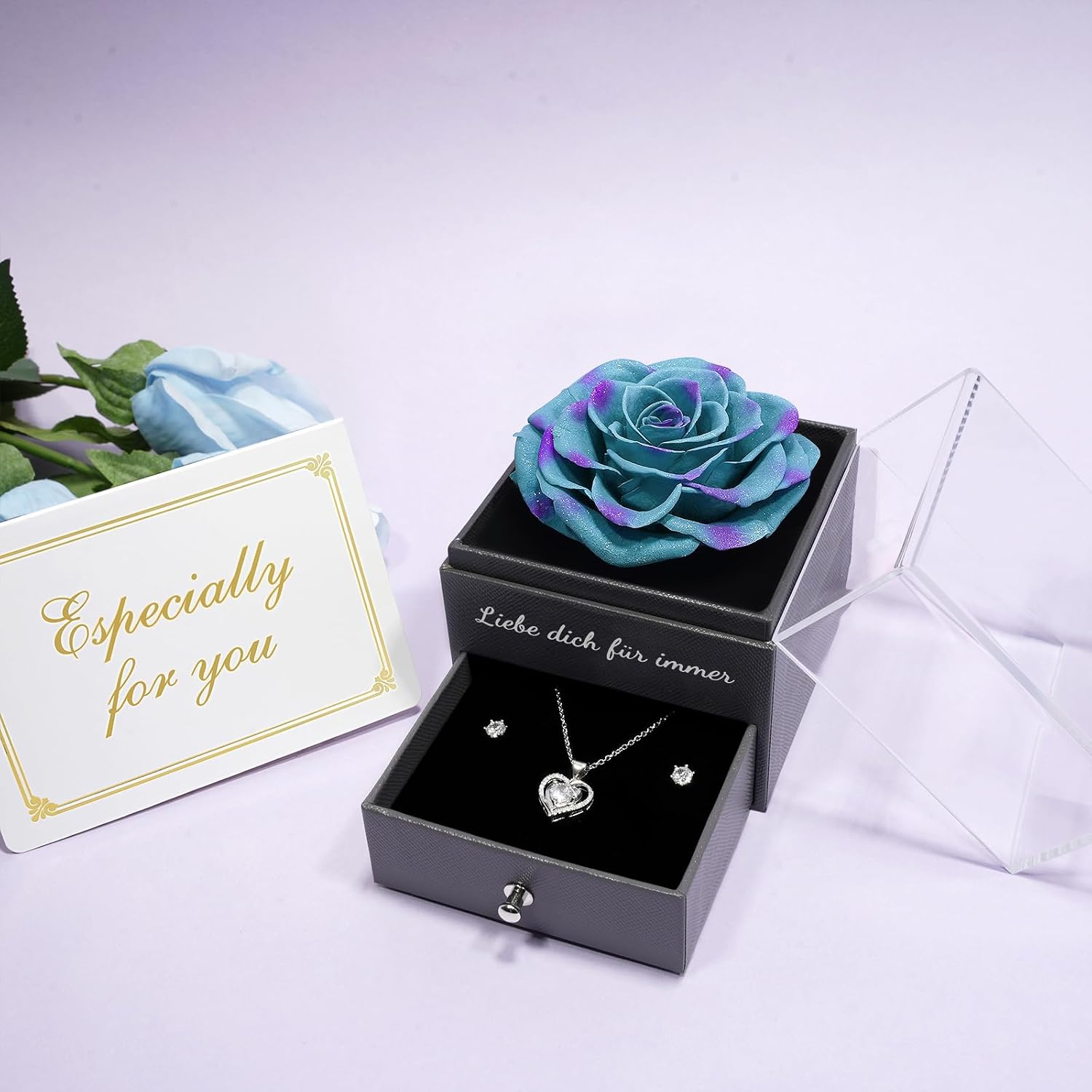 Thumbnail 6 de Yamonic Valentinstagsgeschenk: Ewige echte Rose mit Kette aus 925 Sterling Silber
