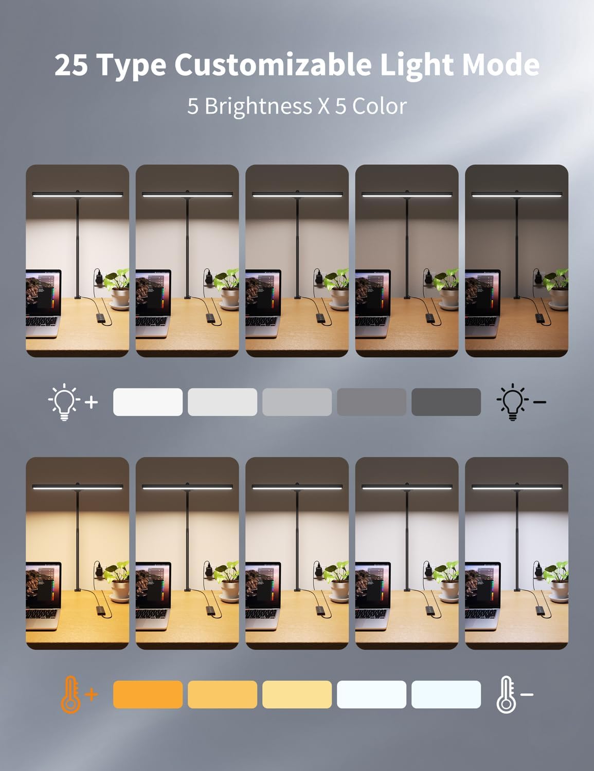 Thumbnail 4 de Kary LED Desk Lamp with Clamp (15.7" wide) – 5 brightness & 5 colour levels with 60-minute timer, black