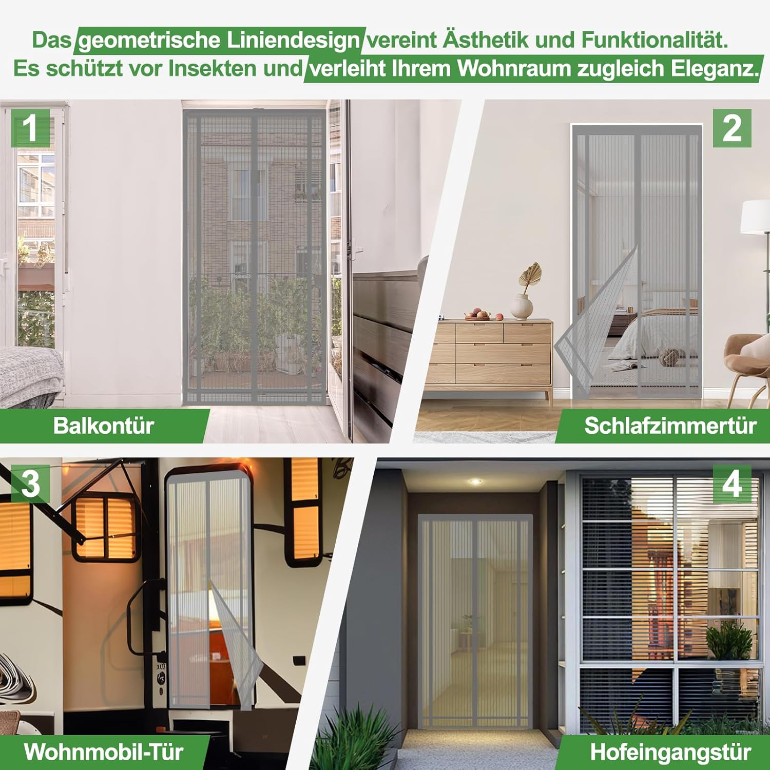 Thumbnail 2 de Sekey Fliegengitter Balkontür zuschneidbar – Magnet & selbstklebend, 100x220 cm, Grau