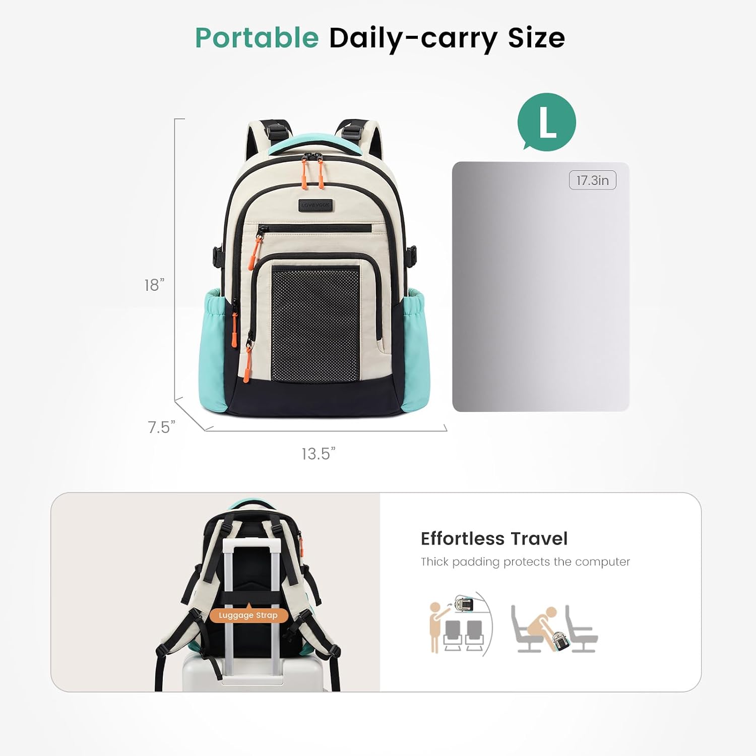 Detalle de LOVEVOOK Laptop Backpack 17.3-Inch