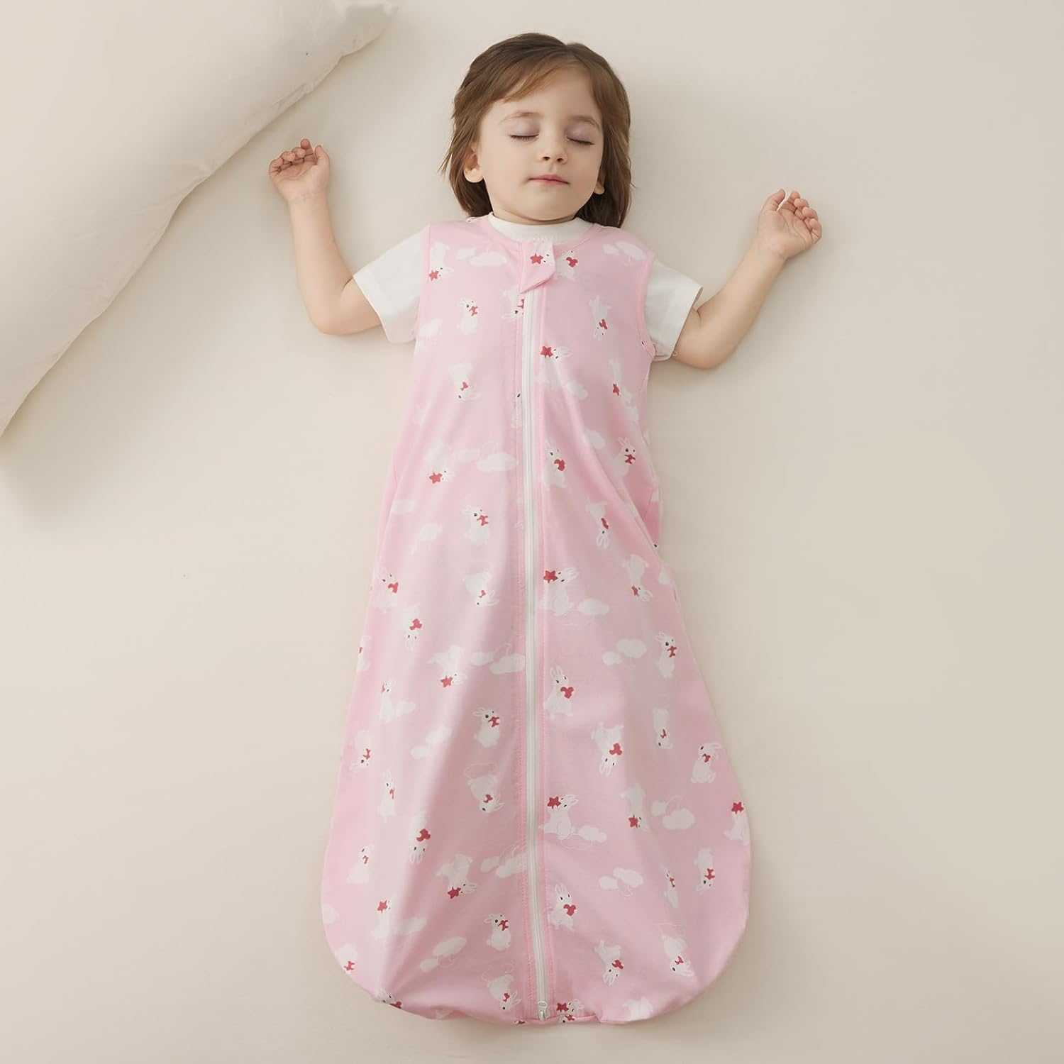 Thumbnail 6 de LULUMONKEY 0.5 Tog Baby Summer Sleeping Bag (18-36 Months) – Soft Cotton, Rabbit Design