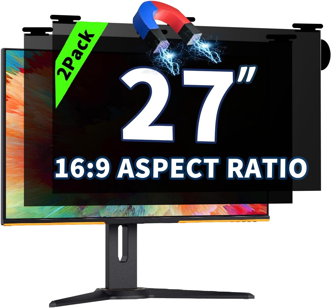 Detalle de Halloive 2-Pack 27-Inch Magnetic Hanging Privacy Screen for 16:9 Monitors